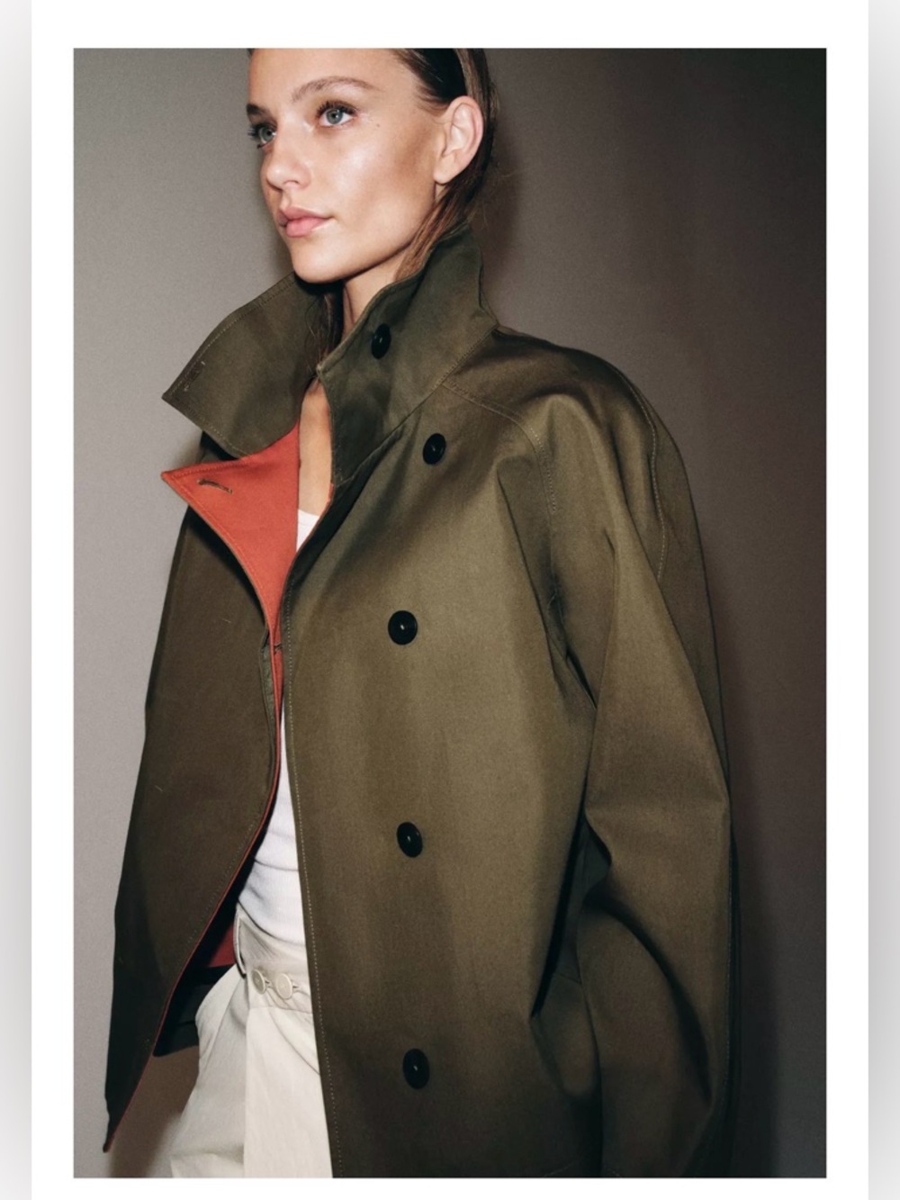 NEW Zara Collection Short High Neck Trench - Size Small